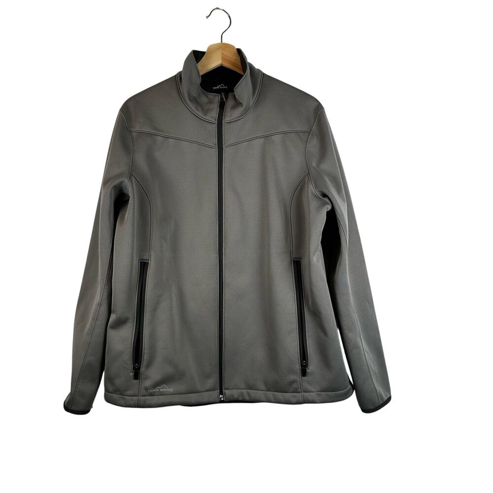 Eddie Bauer Leidos Full Zip Gray Weather Resist Soft Shell Jacket Mens Size XL